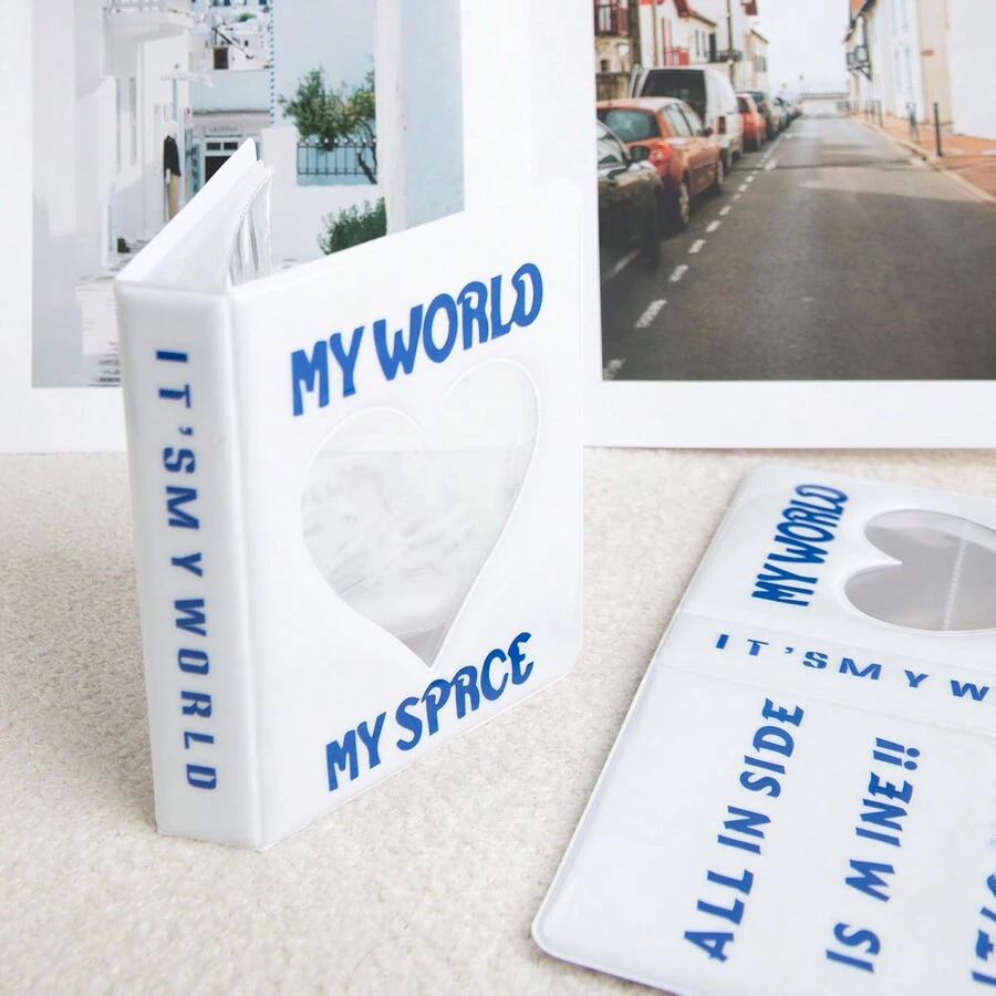 1 件迷你 Ins 風格心形圖案相冊,3 吋照片插頁,插頁存放相冊,紀念冊 - 白色 - 查看 1