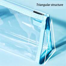 1 Pink New Highly Attractive Level Transparent PVC Pen Bag Students Wholesale Fashion Simple Stationery Storage Bag Simple Transparent Large Capacity Stationery Bag - Pink - View 5