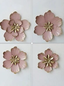 1入組金屬花卉牆飾,波西米亞金屬牆藝品裝飾品,適用於室內外家居、浴室、庭院、臥室、客廳或壁雕 - 粉色 - 查看 2
