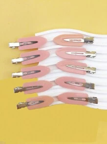 10pcs Hair Shiny Sequin Glitter No-Trace Clips, Suitable For Bangs, Skateboard, Duck Mouth - Pink - View 1