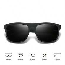 一副奢华多彩时尚眼镜，经典复古方形大镜框设计，适合运动、钓鱼、驾驶、骑行、徒步旅行等户外活动。镜片颜色可选冰蓝色、橙色、紫色和黑色。 - 黑色 - 查看 4