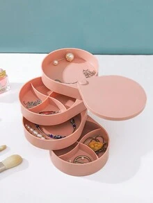 適用於項鍊、耳環和戒指的旋轉珠寶收納盒,歐式 - 粉色 - 查看 2