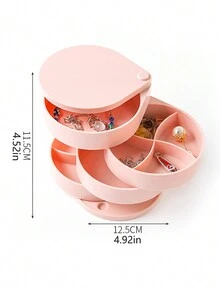 適用於項鍊、耳環和戒指的旋轉珠寶收納盒,歐式 - 粉色 - 查看 3
