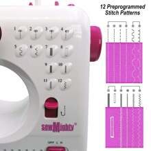 2023new Maquina de Coser Electrica 12 Tipos de Puntadas, Pedal Eléctrico de Doble Uso, Función de Patchwork, Costura de Botones, Cremallera, Costura Cilíndrica, Máquina de Coser Electrica - Rosa - Ver 6