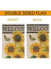 1入組雙面亞麻園旗帶有花卉印花,園藝裝飾 - 彩色 - 查看 6