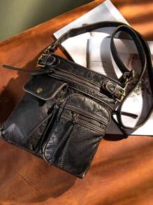 摩托車女士斜跨包復古女士柔軟皮質手提包,適用於女性日常使用,送禮佳品