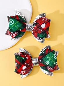 2 cái/gói Nhuộm buộc Màu sắc thay đổi dần Bowknot Kẹp tóc Dành cho Cô gái , Trẻ em Phụ kiện tóc - Nhiều màu - Xem 2
