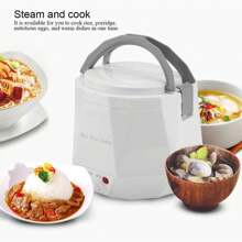 Mini Rice Cookers 24V 1.3 L Electric Rice-cooker Food Steamer for Truck Car Cooking for Soup Porge Rice Noodles Portable 180W,white