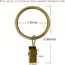 10/20/30/40/50入組金屬鉤圈掛勾和帶圈的窗簾圈套,裝飾性掛窗簾的吊掛帶,1.5英寸尺寸內徑,青銅色 - 銅色 - 查看 2
