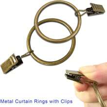 10/20/30/40/50入組金屬鉤圈掛勾和帶圈的窗簾圈套,裝飾性掛窗簾的吊掛帶,1.5英寸尺寸內徑,青銅色 - 銅色 - 查看 3