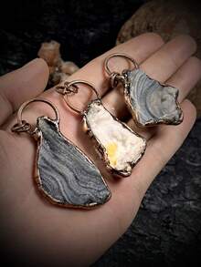 1個復古太陽形瑪瑙晶體細節幾何吊墜項鍊,古銅色,女士派對禮物 - 彩色 - 查看 2