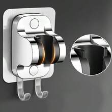 1 件強黏防水淋浴噴頭支架,無需鑽孔,不損壞牆壁,可調式浴室淋浴底座,帶兩個掛鉤,適用於家庭/酒店/浴室淋浴支架等黑色 - 黑色 - 查看 3