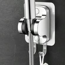 1 件強黏防水淋浴噴頭支架,無需鑽孔,不損壞牆壁,可調式浴室淋浴底座,帶兩個掛鉤,適用於家庭/酒店/浴室淋浴支架等黑色 - 黑色 - 查看 5