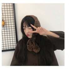1 Pieza Calentador De Orejas De Invierno Versión Coreana Estilo Kpop Orejera Esponjosa Con Diseño Plegable Para Mujeres, Regalo De Navidad/día De San Valentín - Café integral - Ver 11