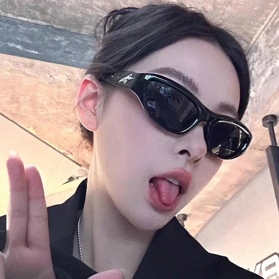 1pc Women's Polygon Cat Eye Fashion Glasses For Dancing, Cycling And Fashion - Black - View 1