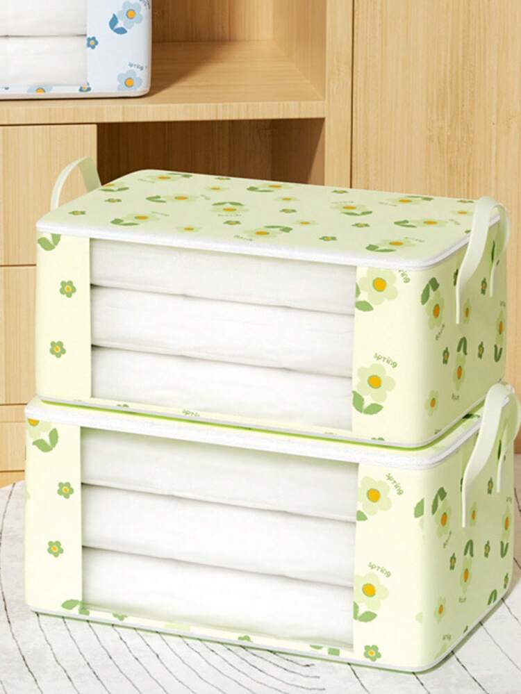 1 Pieza Bolsa De Almacenamiento Visible A Prueba De Agua Con Gran Capacidad De Tela No Tejida, Organizador De Almacenamiento De Ropa Para Edredones Y Ropa De Cama - Beis - Añade 9