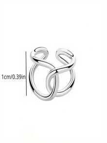 1pc Vintage Fashionable Minimalist Adjustable Ring With Personalized And Style - Silver - View 2