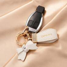 1 pieza Llavero con lazo, colgante de llavero elegante y creativo para mujeres, adecuado para llaves de coche, mochilas - Negro - Ver 3