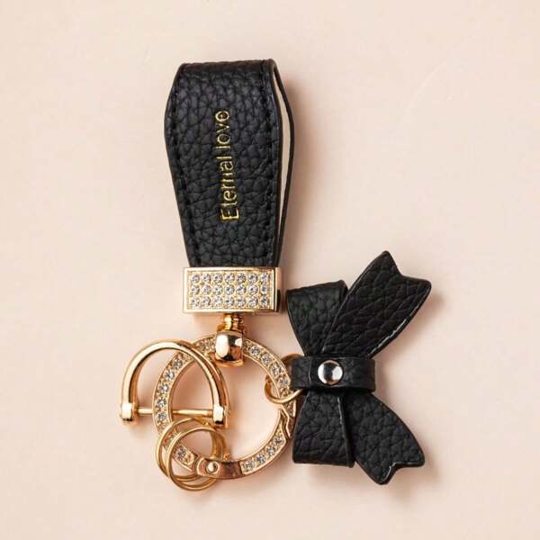 1pc Black Keychain Bowknot Hand Rope Car Keychain Pendant Creative And Exquisite Women's Car Chain Lock Ring Bookbag Pendant Exquisite And Beautiful