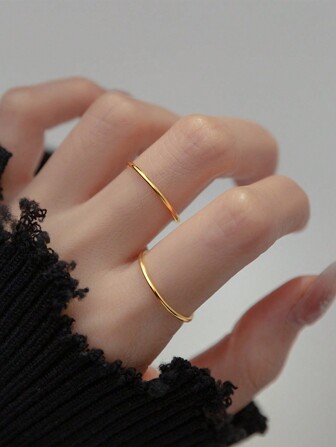 1入簡約風ins不鏽鋼素戒,女性日常飾品