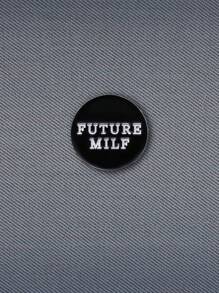 1 件創意黑色英文字母胸針,簡單圓形和心形別針,適合服裝、背包、帽子配件、特別小禮物 - 稻草人 - 查看 1