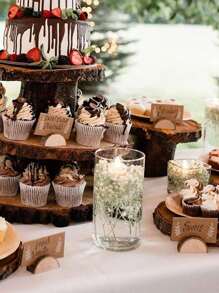 1套10入木質名片夾,附有10張牛皮紙卡片,可以用作婚禮派對裝飾,照片展示或桌號牌夾 - 棕色 - 查看 3