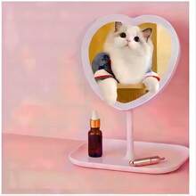 1 Pieza Espejo De Tocador Con Forma De Corazón Fst Con Led Con 3 Opciones De Luz Para Maquillaje, Escritorio/mesa - Rosa - Ver 2