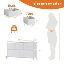 Sweetcrispy Sweetcrispy 5 Dresser Chest Bedroom, Metal Frame And Wood Top For TV Stand Up To 45 Inch With Fabric Storage Drawer Units For Living Room