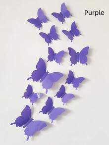 12pcs/set 3 Size 3d Butterfly Wall Decorations, Party & Birthday & Craft & Cupcake Decor, Room Wall Decals - Green - View 8