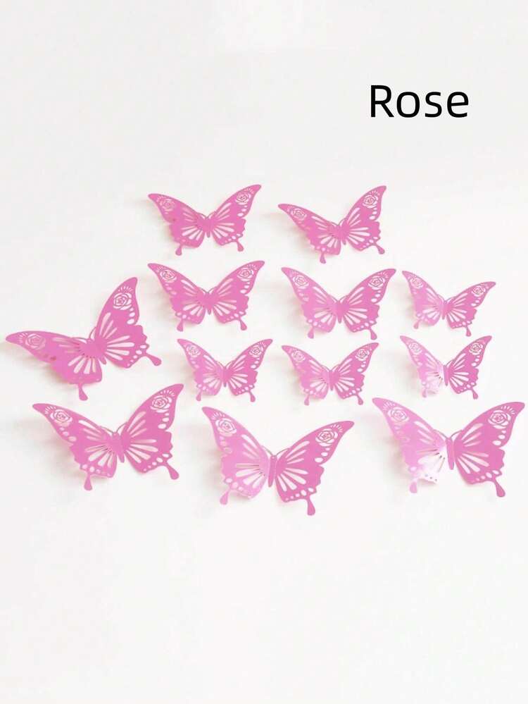12pcs/set 3 Size 3d Butterfly Wall Decorations, Party & Birthday & Craft & Cupcake Decor, Room Wall Decals - Green - View 10