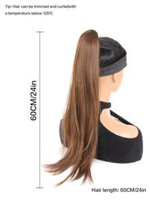 24Inch Long Ponytail Extensions Claw Clip-On Micro Curl Female Ponytail Synthetic Fiber Hair Girl Natural Ponytail Daily party use - Light Brown - View 3