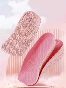 A Pair Of Pink Popcorn Heightening Insoles With Soft Soles, Invisible Heightening Three-quarter Insoles Suitable For Sports Shoes And Boots