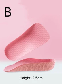 A Pair Of Pink Popcorn Heightening Insoles With Soft Soles, Invisible Heightening Three-quarter Insoles Suitable For Sports Shoes And Boots