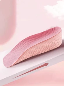 A Pair Of Pink Popcorn Heightening Insoles With Soft Soles, Invisible Heightening Three-quarter Insoles Suitable For Sports Shoes And Boots