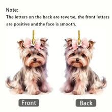 1 Pezzo 2d Pendente Auto Acrilico Con Forma Di Cane Yorkie Carino, Decorazione Vacanza, Pendente Zaino, Portachiavi, Regalo Per Festa, Decorazione Natalizia - Multicolore - Visualizzare 3