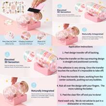 6張情人節uv Dtf罐套轉印貼紙,適用於16安士libbey玻璃杯,可用於手工藝品的情人節裝飾插圖貼紙,任何硬表面上都有粉紅色愛心轉印貼紙,情人節裝飾轉印貼紙 - 酒紅色 - 查看 5