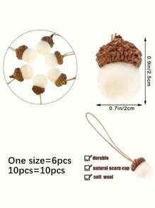 White Felt Acorn Ornaments Fall Hanging Ornaments 6/10/12/24Pieces Felt Acorn Garland For Tree Farmhouse Acorn Room Woodland Party Decor For Fall Christmas - White - View 8