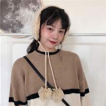 1入女士保暖耳罩,可摺疊的毛絨/羊毛耳套,非常適合k-pop迷,聖誕/情人節禮物 - 卡其色 - 查看 11