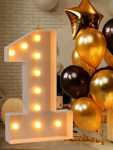 1pc DIY Number Box & Light String, Birthday Party Decoration Number Of Lighting Modeling Box - trắng - Xem 3