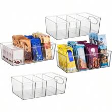 1 Pezzo Scatola Di Stoccaggio In Plastica Con Divisori Rimovibili Per L'organizzazione, Stoccaggio Dispensa, Frigo Cucina, Mobile Piano Cottura, Forniture Per La Cucina Domestica