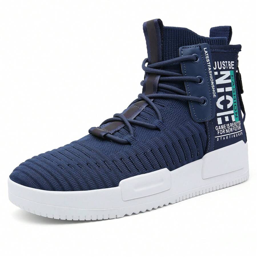 AHICO Men's Walking Shoes Lace Up Fashion Sneakers High Top Casual Athletic Shoe For Men - 藏蓝色 - 查看 1