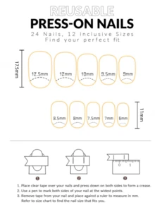 24 件裝超短方形卡通熊和有趣的表情符號和條紋設計可愛假指甲帶 1 件果凍膠和 1 件指甲銼 - 藍白色 - 查看 6
