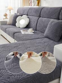 1 件冬季加厚保暖提花防滑沙发套，四季适用，简约风格柔软亲肤防宠物弹力沙发套，防刮纯色沙发套，适用于客厅 L 型沙发和 1/2/3/4 人座沙发 - 深灰色 - 查看 1
