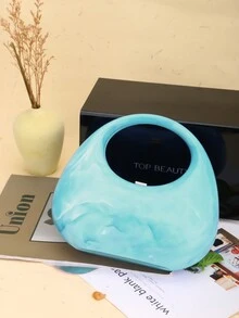 Fashionable Multicolor Acrylic Handbag With Water Ripple Design - Mint Green - View 10