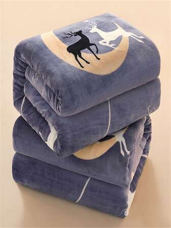 1 件卡通印花人造毛皮柔软温暖毛毯，适用于客厅和卧室装饰，柔软、舒适、温暖，可用作客厅壁挂、卧室装饰、宿舍床上用品、办公室、汽车、旅行、野餐、派对、生日、毕业典礼、所有季节