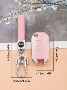 3pcs Compatible With Peugeot TPU Soft Shell Key Case + Leather Keychain With Screwdriver Set, Suitable For Peugeot Folding 3-Button Car Key