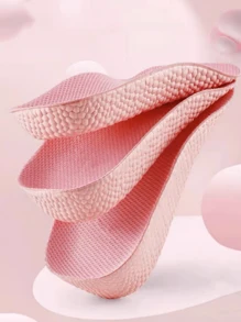 A Pair Of Pink Popcorn Heightening Insoles With Soft Soles, Invisible Heightening Three-quarter Insoles Suitable For Sports Shoes And Boots