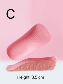A Pair Of Pink Popcorn Heightening Insoles With Soft Soles, Invisible Heightening Three-quarter Insoles Suitable For Sports Shoes And Boots