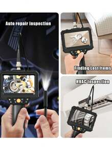 Borescope Camera with Light, Borescope Sewer Camera, 4.3 Inch IPS HD Screen Handheld Camera, IP68 Waterproof, Snake Endoscope, 16.5 Feet Semi-Rigid Cord for Auto Repair Pipe Room Industrial Home - Black - View 2