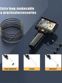 Borescope Camera with Light, Borescope Sewer Camera, 4.3 Inch IPS HD Screen Handheld Camera, IP68 Waterproof, Snake Endoscope, 16.5 Feet Semi-Rigid Cord for Auto Repair Pipe Room Industrial Home - Black - View 5